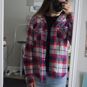 American Eagle Outfitters Red and White Plaid Shirt